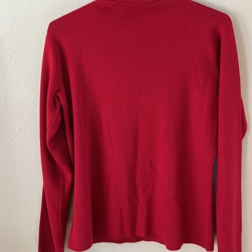 Eddie Bauer Wool Blend Turtle Neck Size Large Red - image 5
